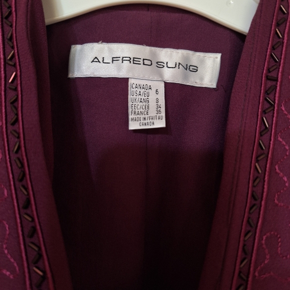 Vintage 90s Alfred Sung sleeveless maxi slit dress with beaded jacket 5/6 - Picture 4 of 16